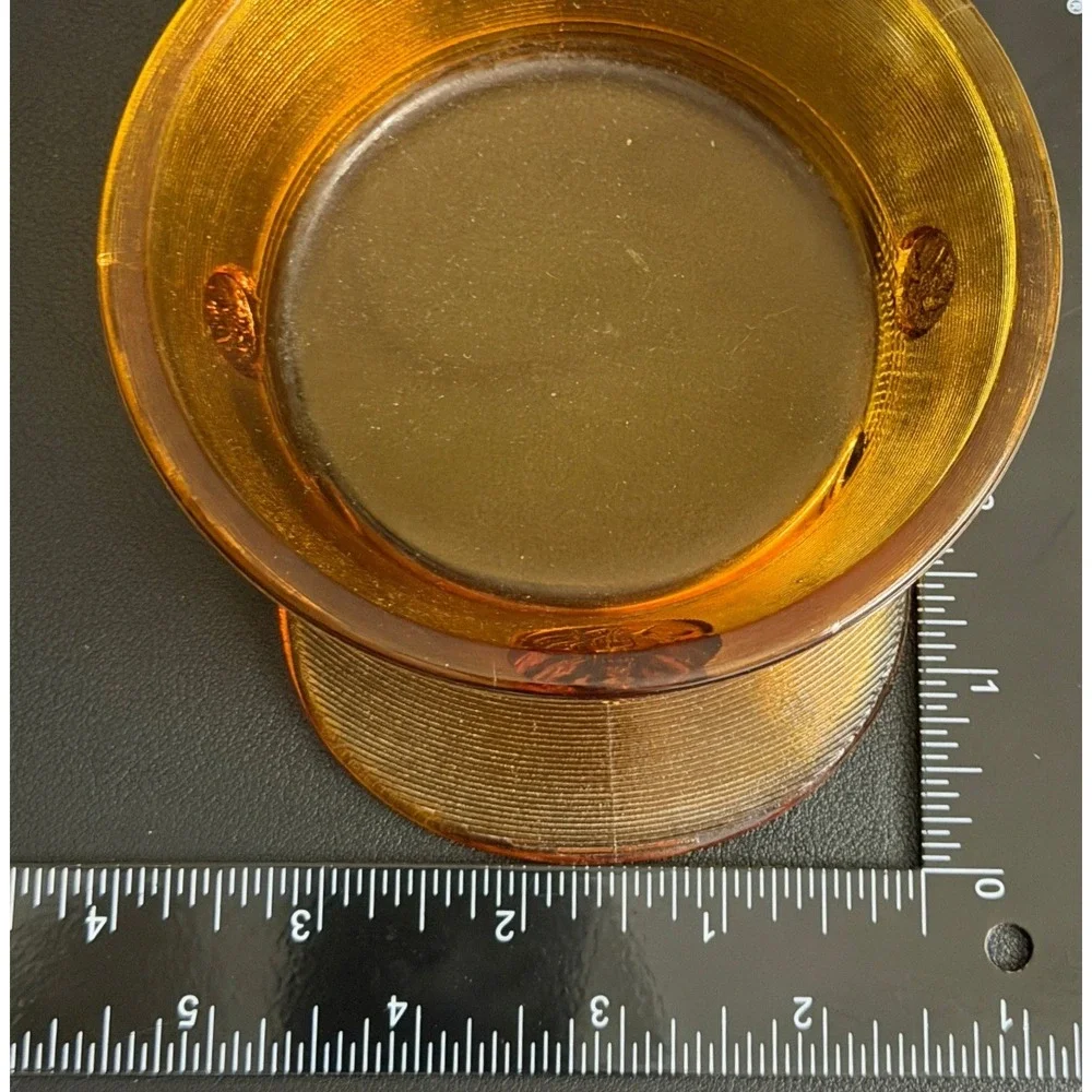 Vintage Military Service Cap Glass Bowl Amber Orange Eagle